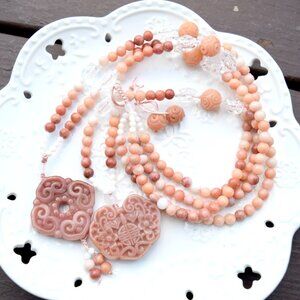 Ruyi Pendant Pendant Necklace - Pink jade